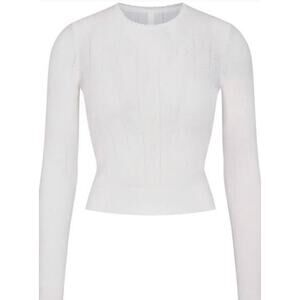360 - SKIMS Pointelle Knit Long Sleeve Sweater | Marble | Sz XL